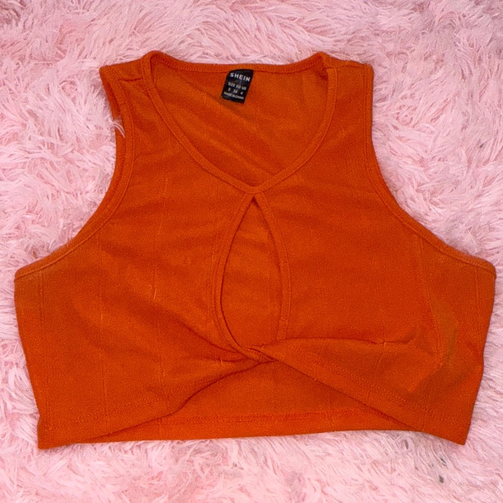 SHEIN Vibrant Orange Cutout Crop Top